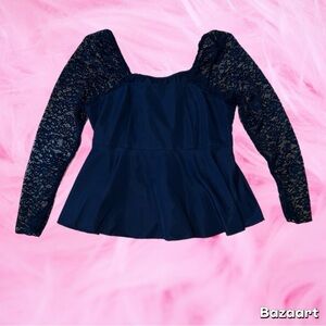 SHEIN Black Lace Sleeve Top
